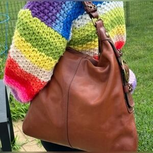 COACH Legacy Bleecker Felicia Burnished Leather XL Hobo Bag Shoulder Bag 11424